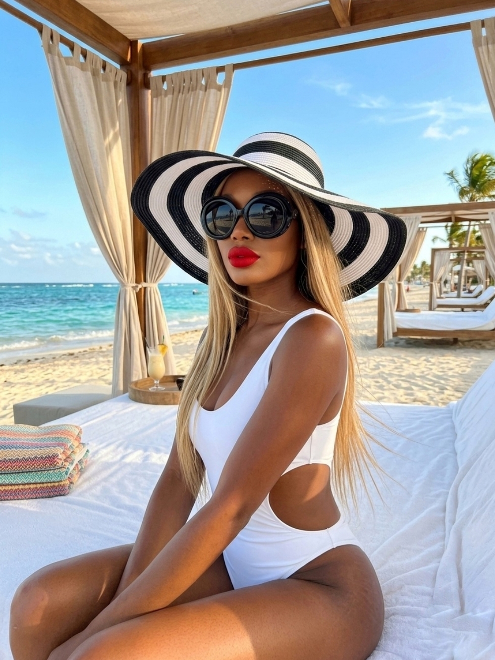 💋BLACK and WHITE WIDE BRIM SUN HAT!!!